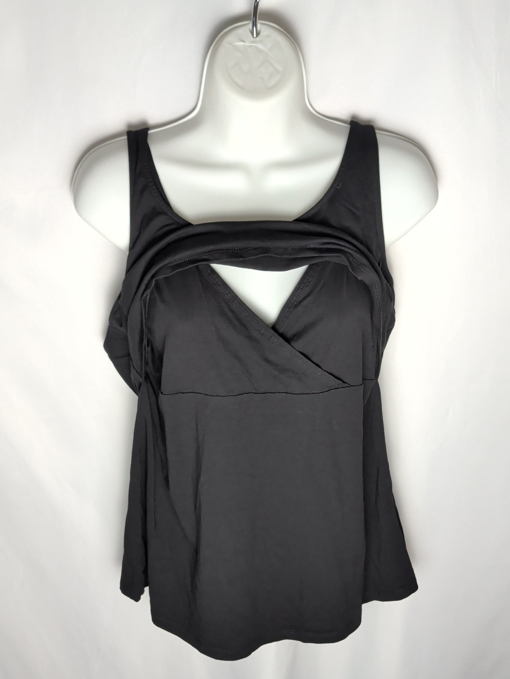 Thyme Maternity Black Nursing Tank Top Scoop Neck, L